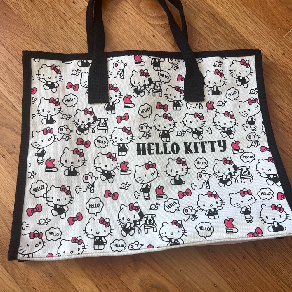 Hello Kitty white/cream and Black Tote